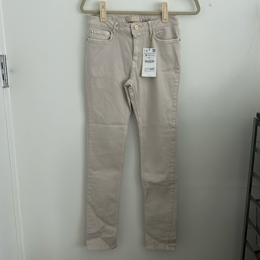 Zara Off White Super Stretch Skinny Jeans Size 6 NWT